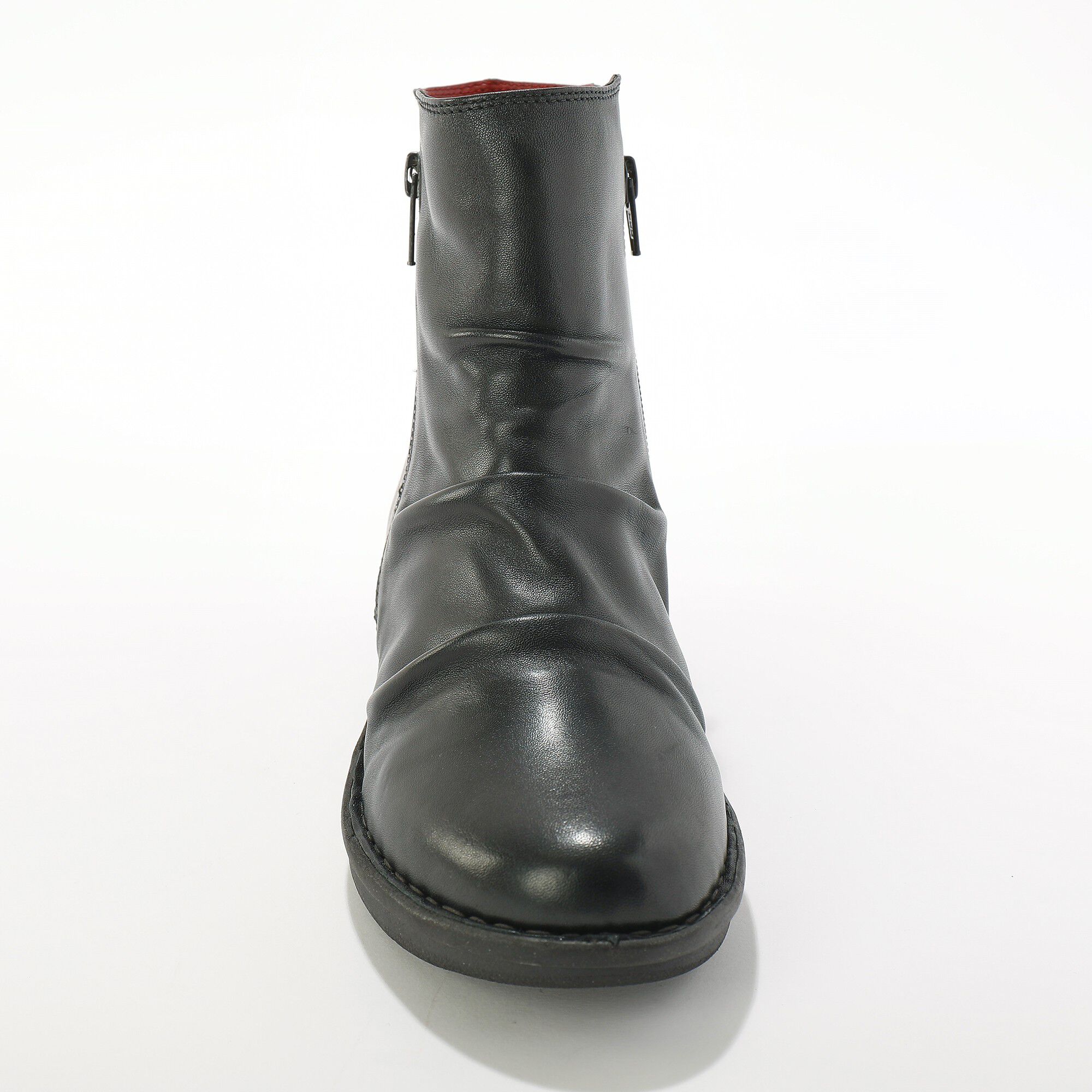 Boots plissées compensées doublées, en cuir certifié LWG