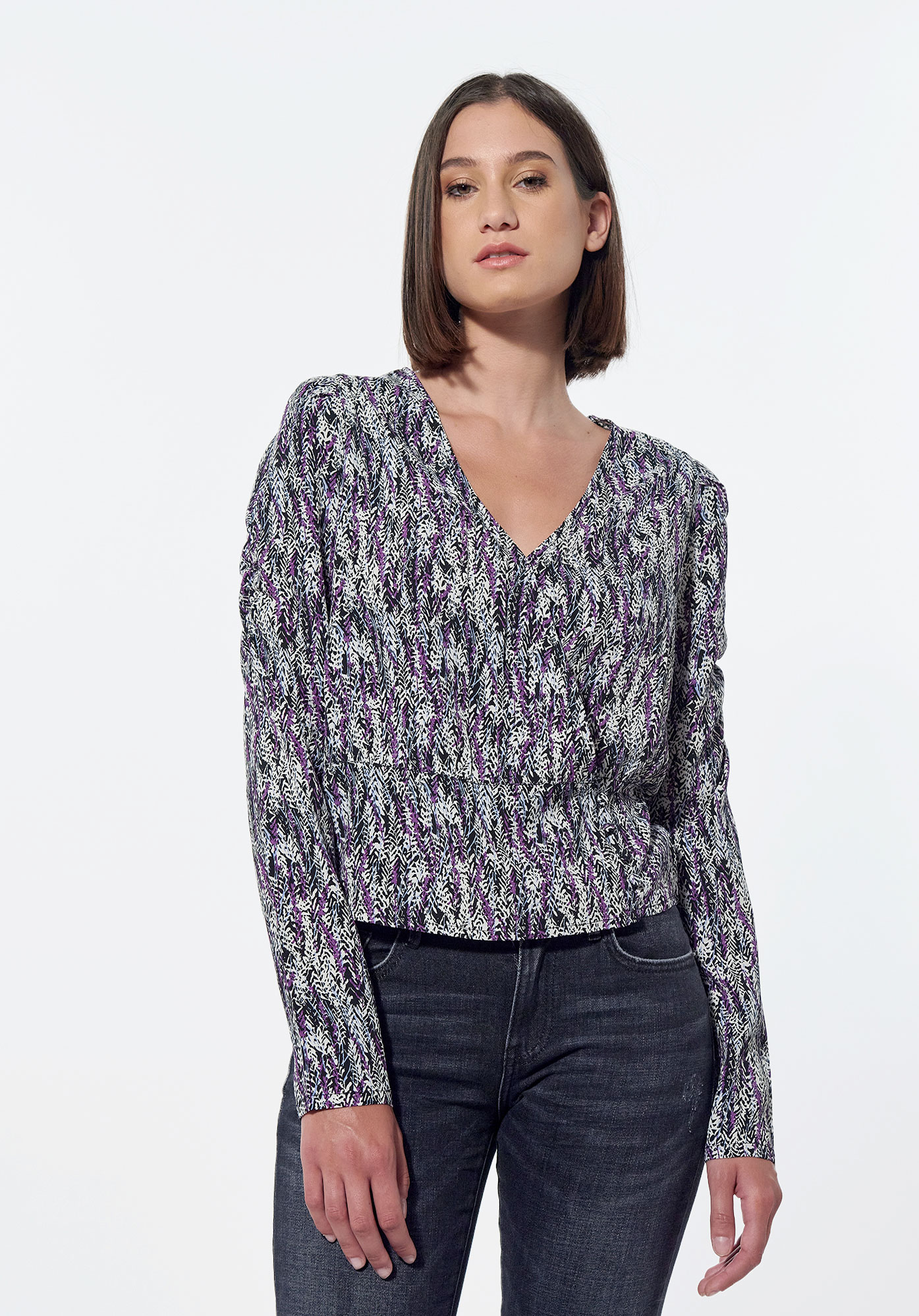 VEYZI  Blouse violette Femme en 100% polyester recyclé