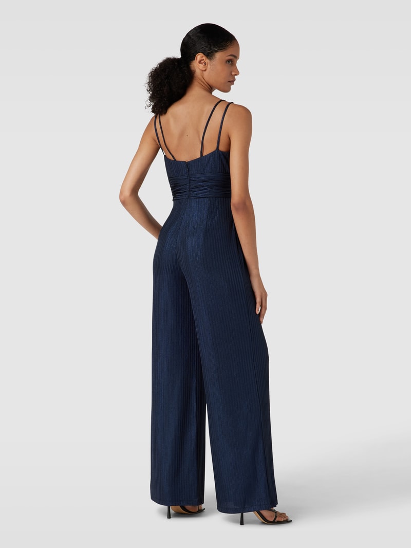 Jumpsuit mit Plisseefalten in dunkelblau