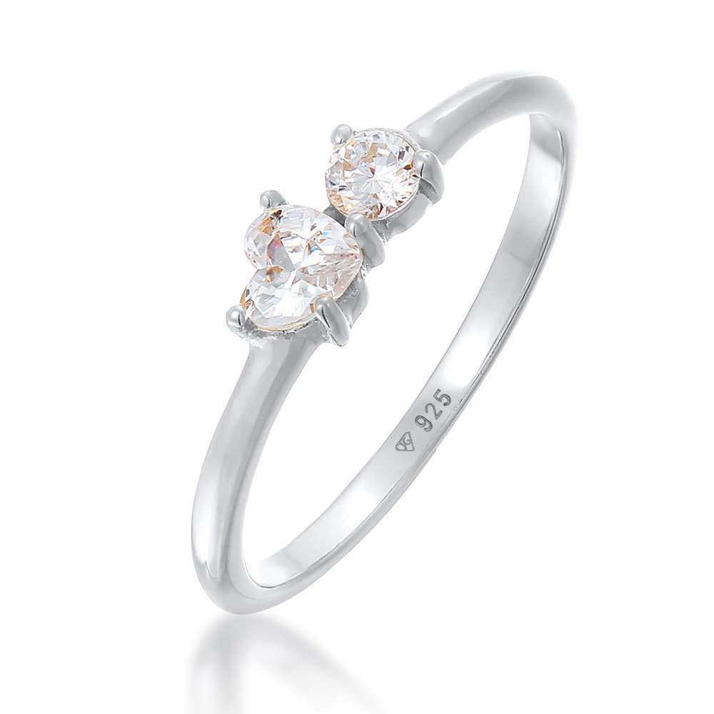 Elli Elli Bague Bague de fiançailles pour femmes Cœur avec cristaux zirconium en argen Bague