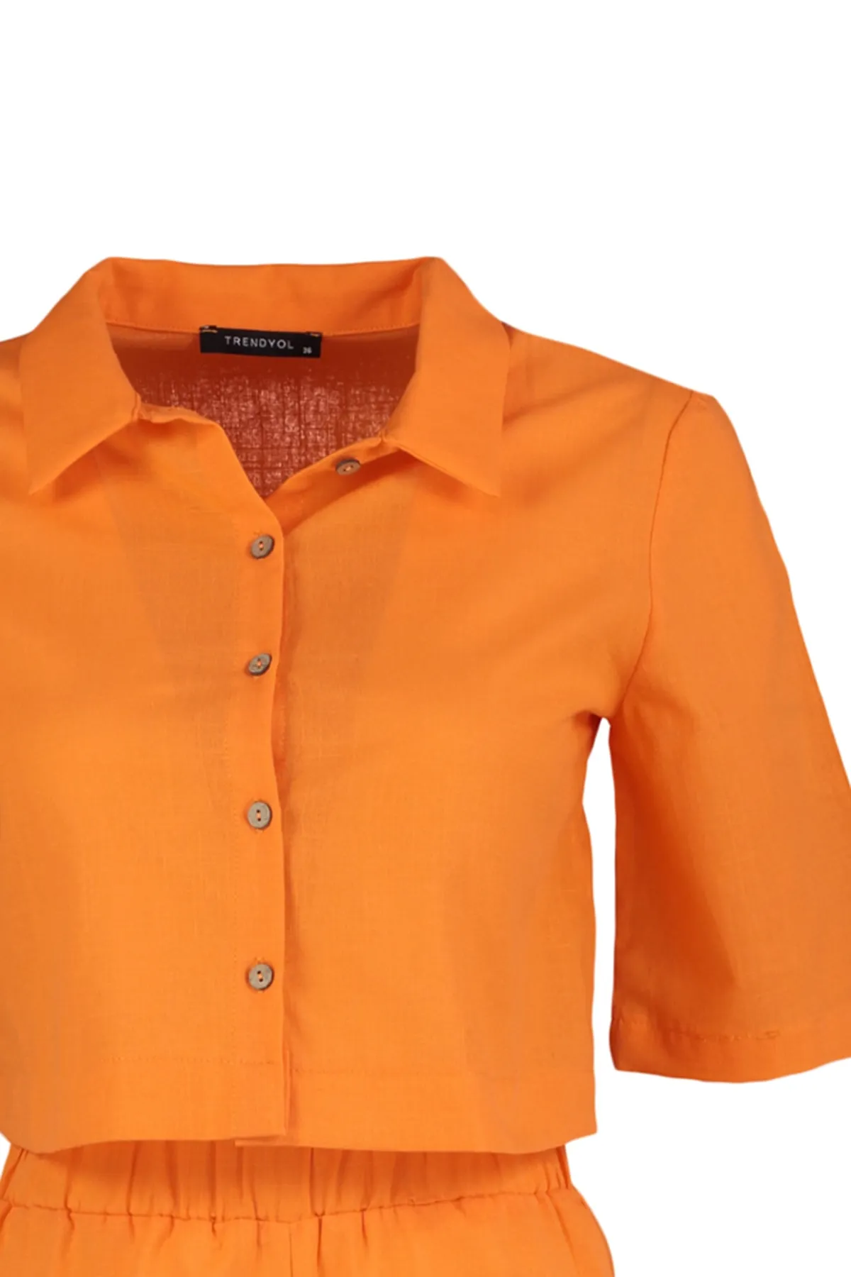 Trendyol Collection  Orangefarbenes Oberteil- und Unterteil-Set mit Kragendetail TBESS21AU0168