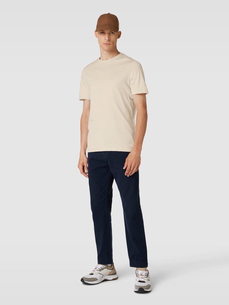 T-Shirt mit Label-Detail Modell 'BASIC' in beige