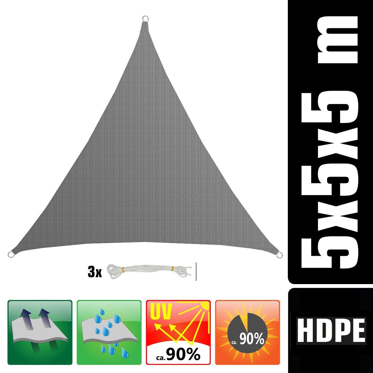 AMANKA 5 x 5 x 5 HDPE Sonnensegel