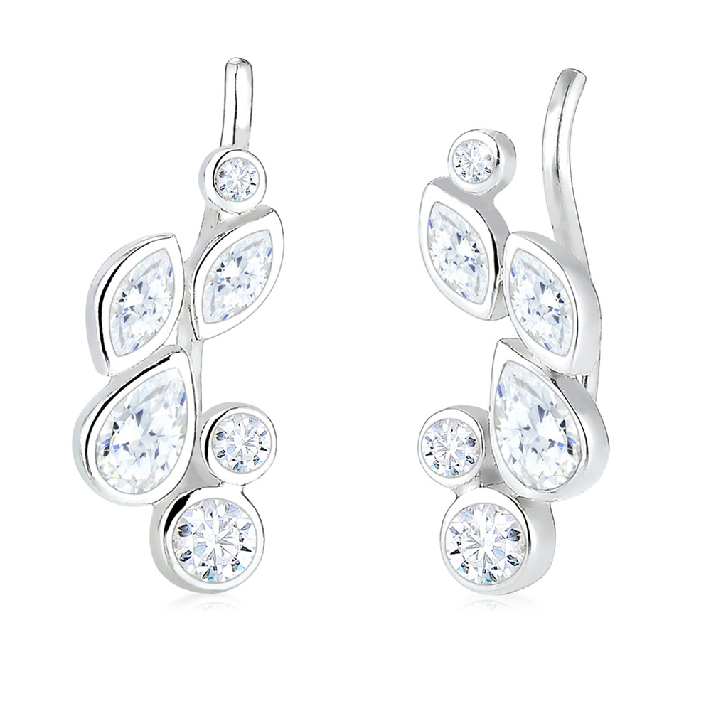 Elli Elli Boucles d'Oreilles Earcuff Tropfen Zirkonia 925 Silber Boucles d'oreilles