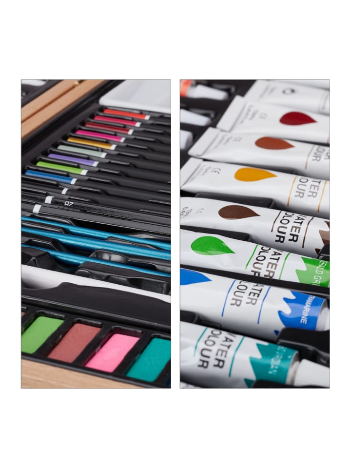 relaxdays 56tlg. Malkoffer Aquarellfarben in Bunt günstig kaufen onesize
