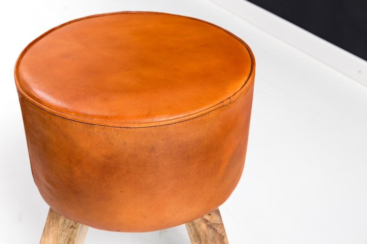 Wohnling Design Turnbock Sitzhocker Echtleder Braun