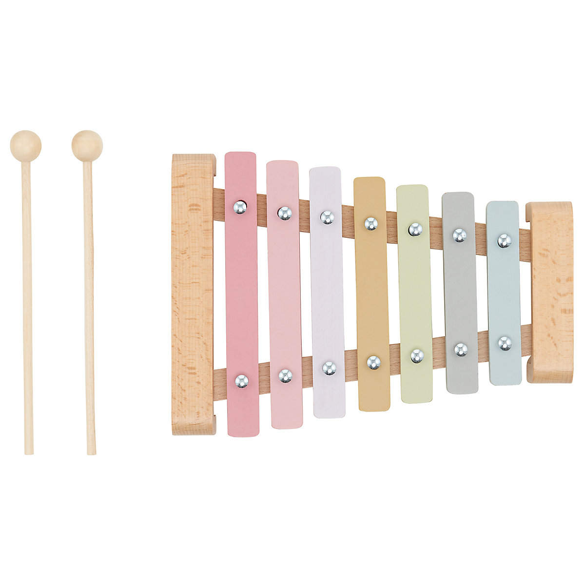 Xylophone, Pädagogisches Spielzeug für die Kleinsten, Holzkisten für Kleinkinder, Bunte Zipfelsteine mit 2 Sticks, Bunte Musikinstrument