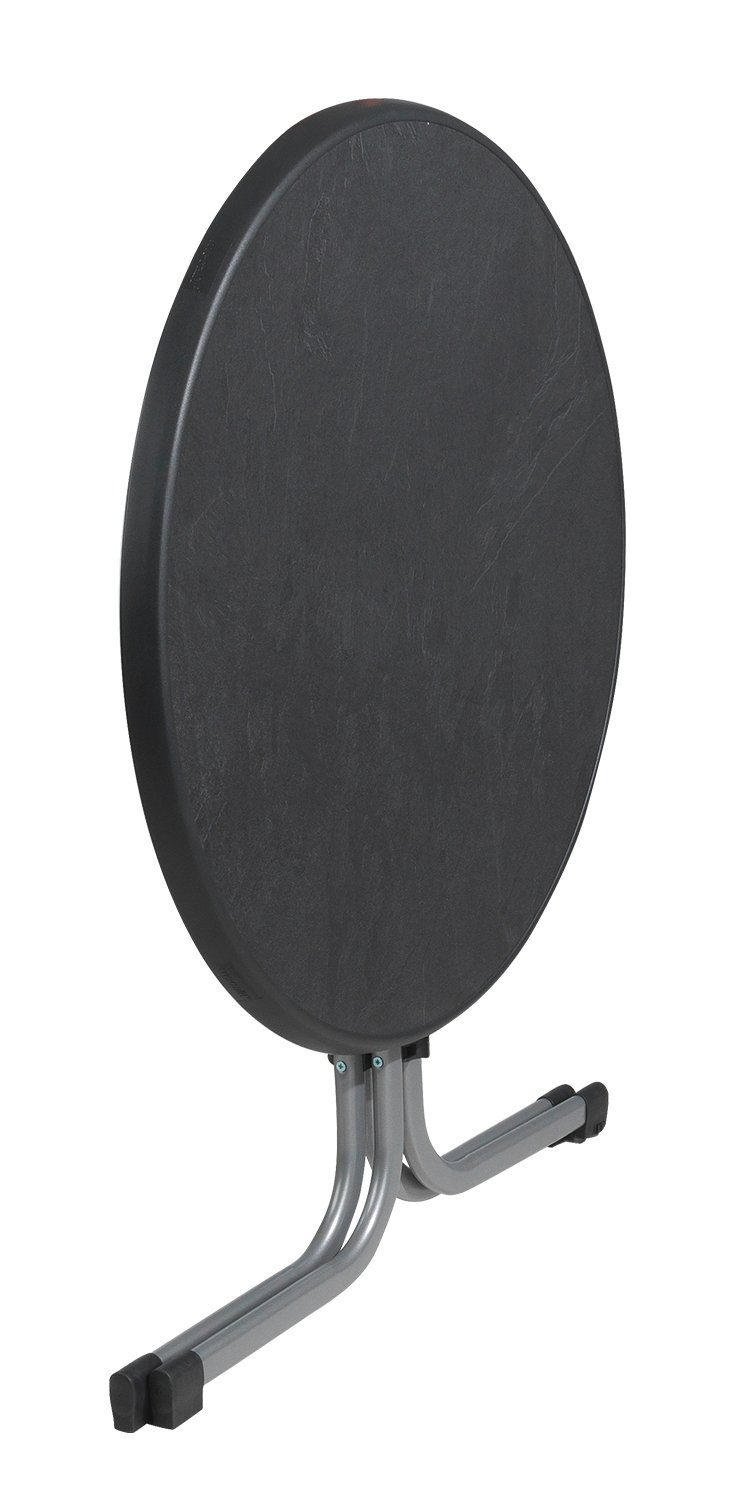 Sieger Gartenmöbel Gartentisch MECALIT, Klappbar, Ø 86 cm, Metall, Anthrazit, Graphitfarben, Tischplatte aus Mecalit
