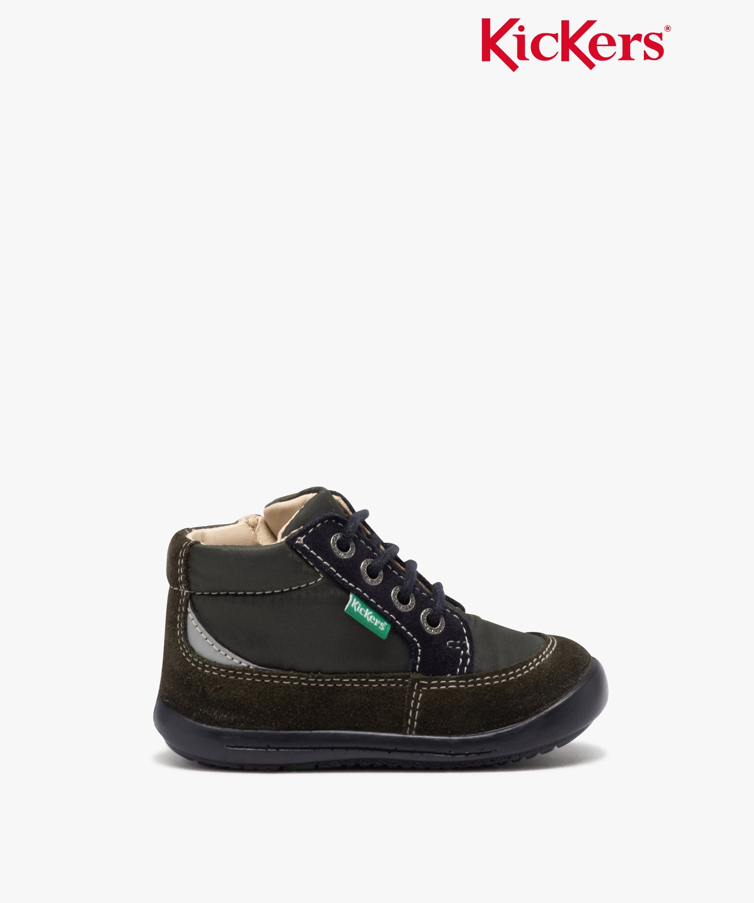 Bottillons Garçon en cuir bicolore à zip et à lacets - Ki... vert | GEMO