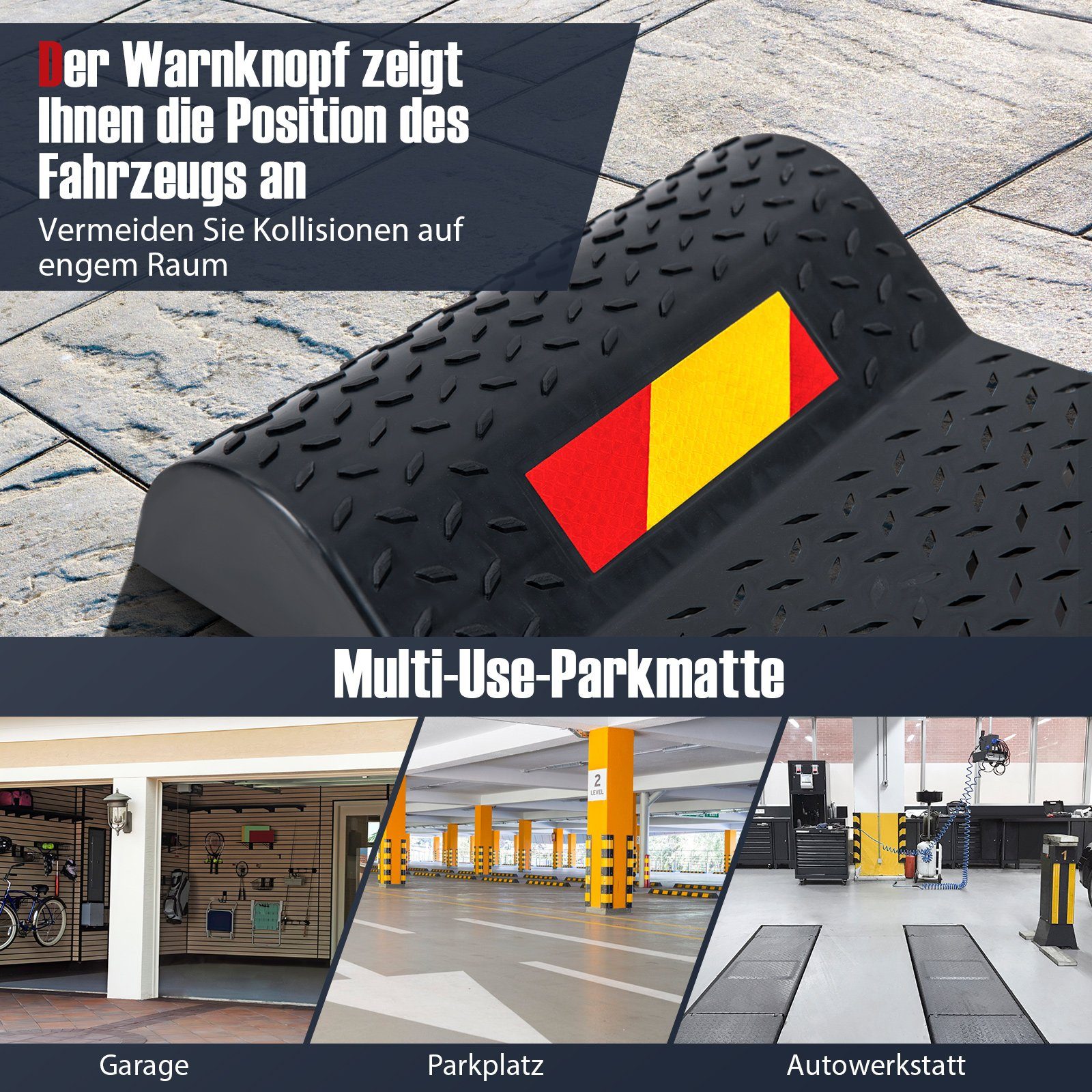 COSTWAY Parkschwelle, 2er Einparkhilfe aus Gummi mit Bremsschwelle