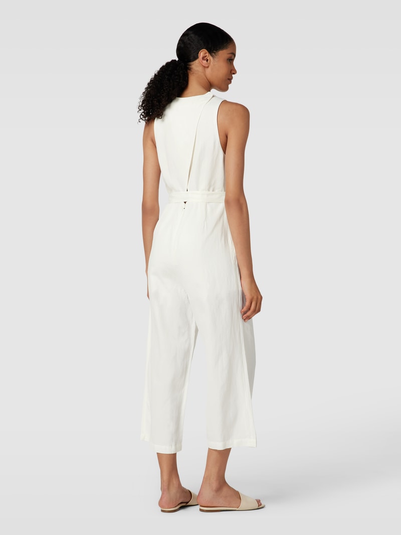 Jumpsuit aus Viskose-Mix mit Leinen-Anteil in weiß
