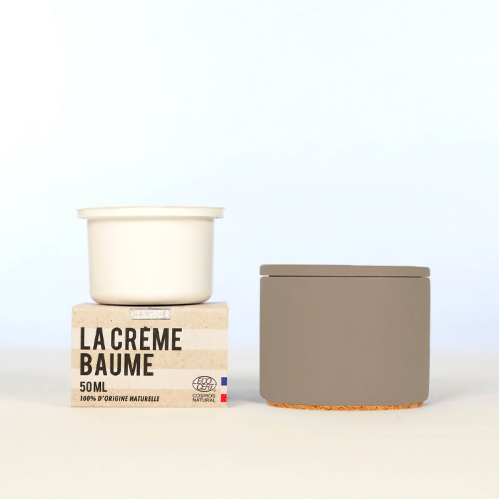 La crème libre Coffret Crème Baume Visage (Éco-recharge + Pot Rechargeable Taupe) Soin Hydratant Visage