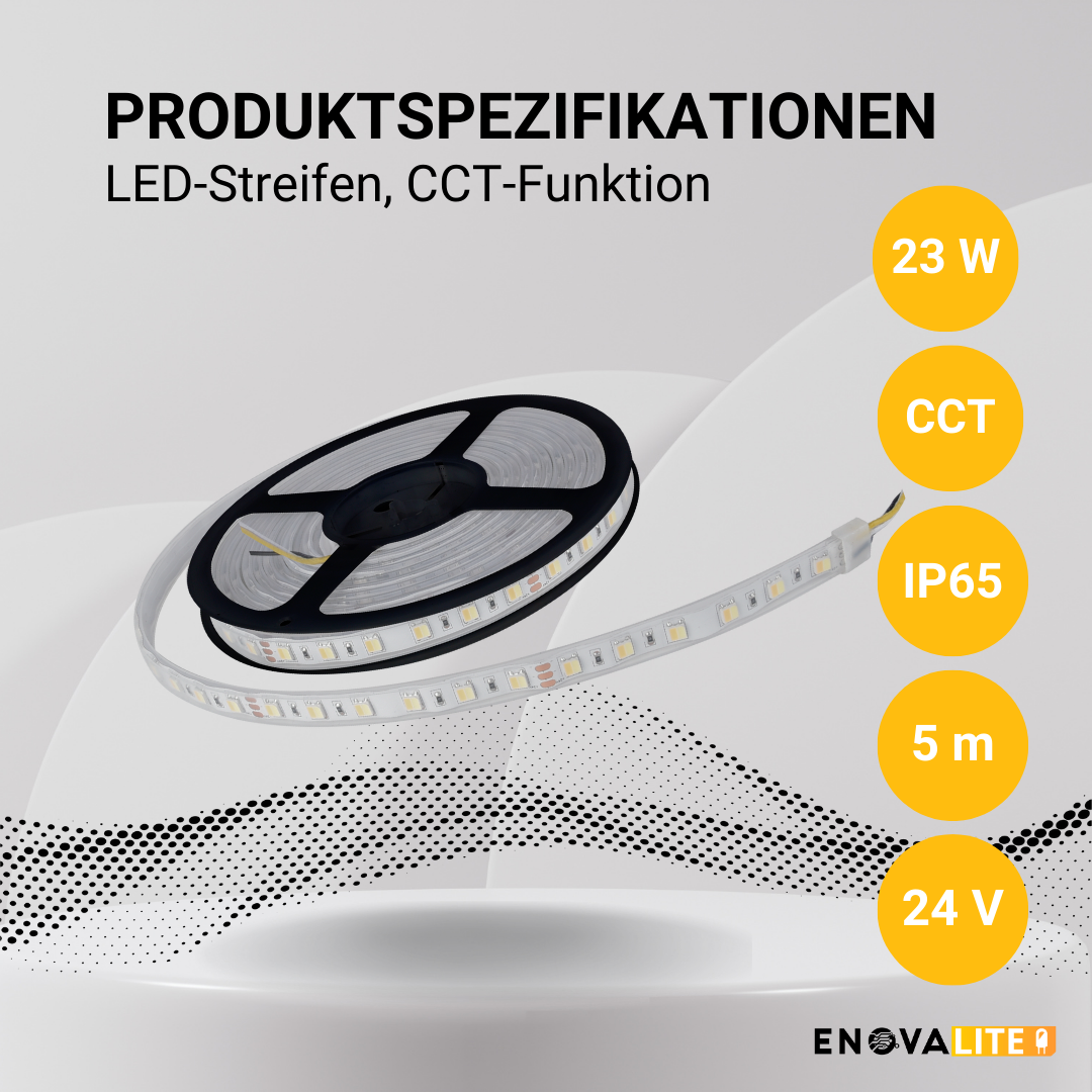 ENOVALITE LED-Streifen mit CCT-Funktion, 24 V, IP65