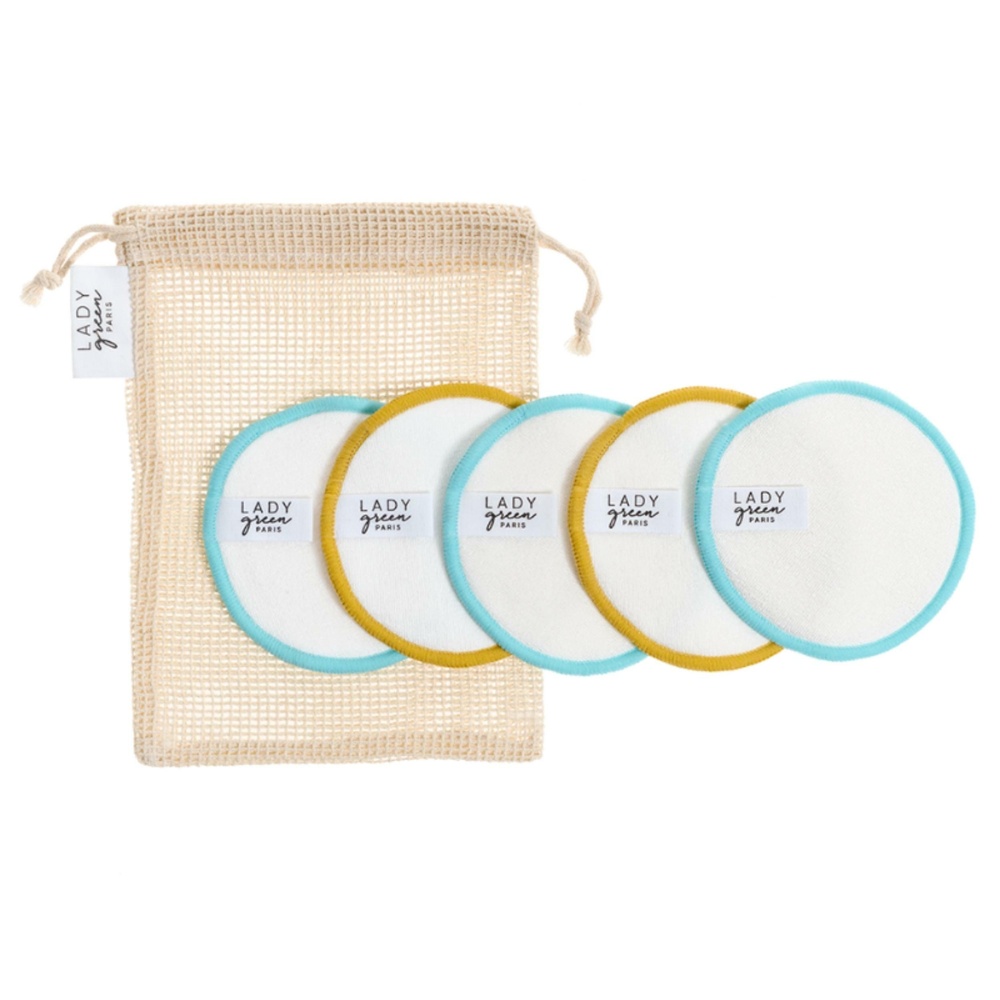 Lady Green Kit 5 disques démaquillants + 1 filet de lavage Cotons démaquillants