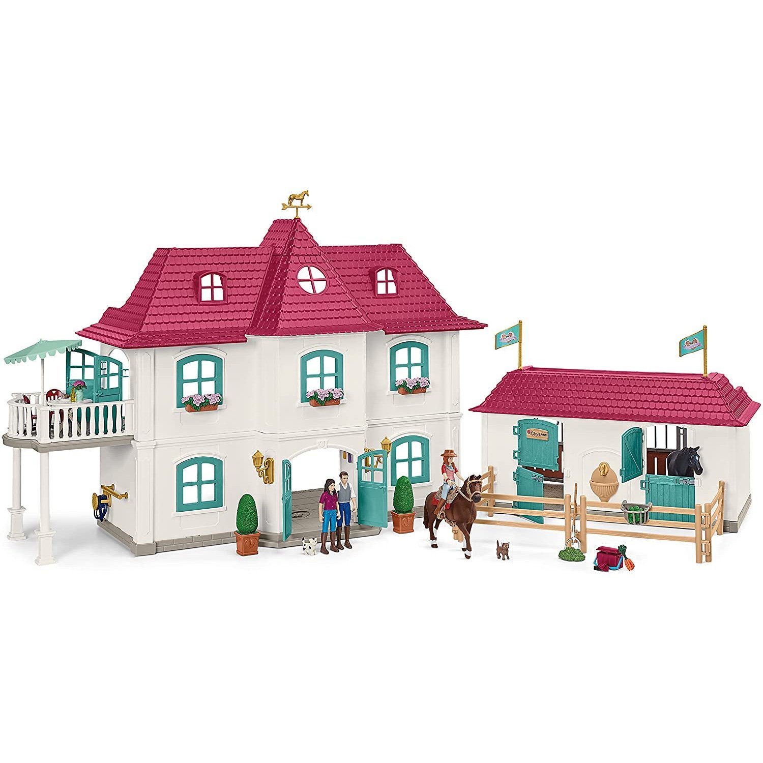 Schleich® Spielwelt SLH42551, Horse Club Landhaus und Pferdestall am See