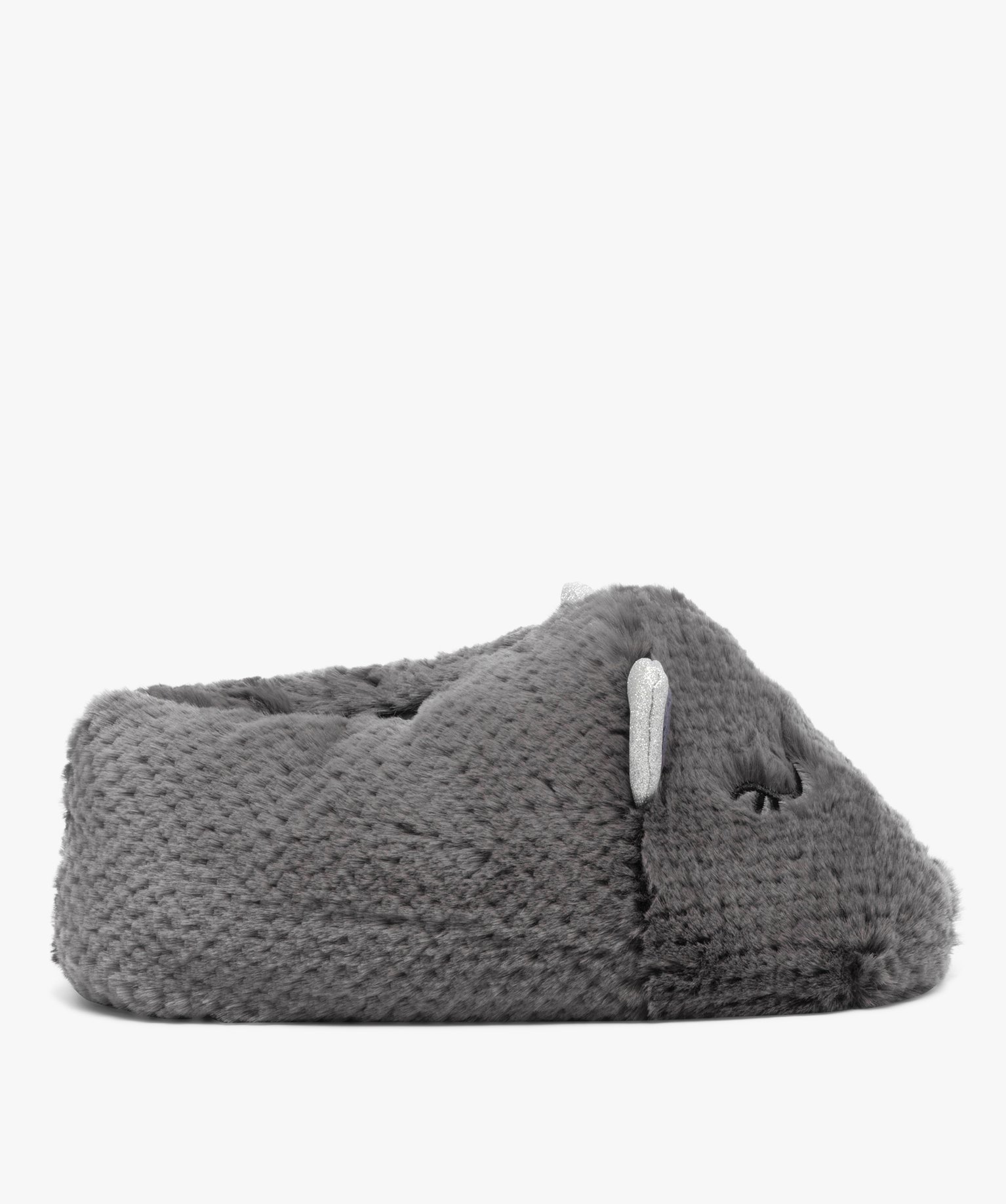 Chaussons femme en volume tête de chat avec oreilles à pai... gris | GEMO