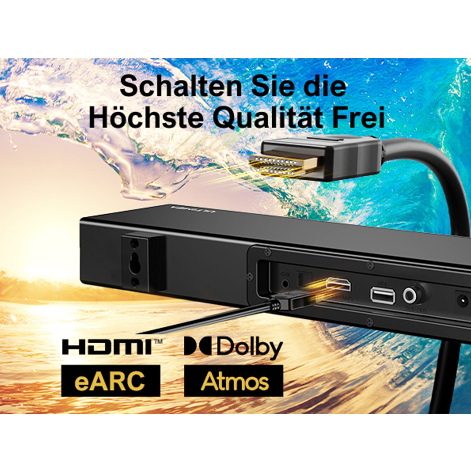 Ultimea Nova S50 2.1 Dolby Atmos Soundbar (BassMAX, 3D Surround Sound System für TV, PC Lautsprecher Heimkino)