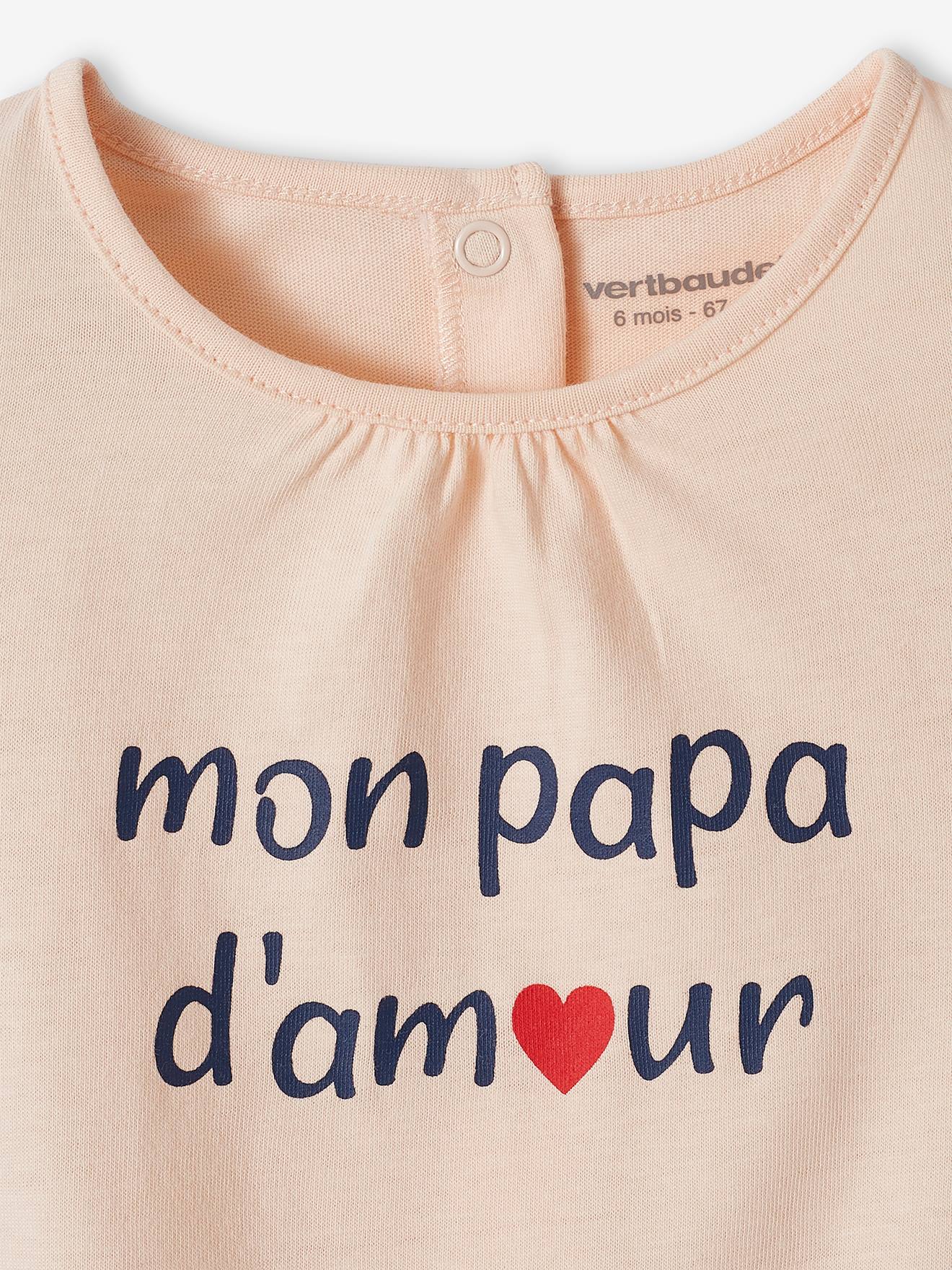 Vertbaudet Baby T-Shirt mit Schriftzug Bio-Baumwolle - wollweiß
