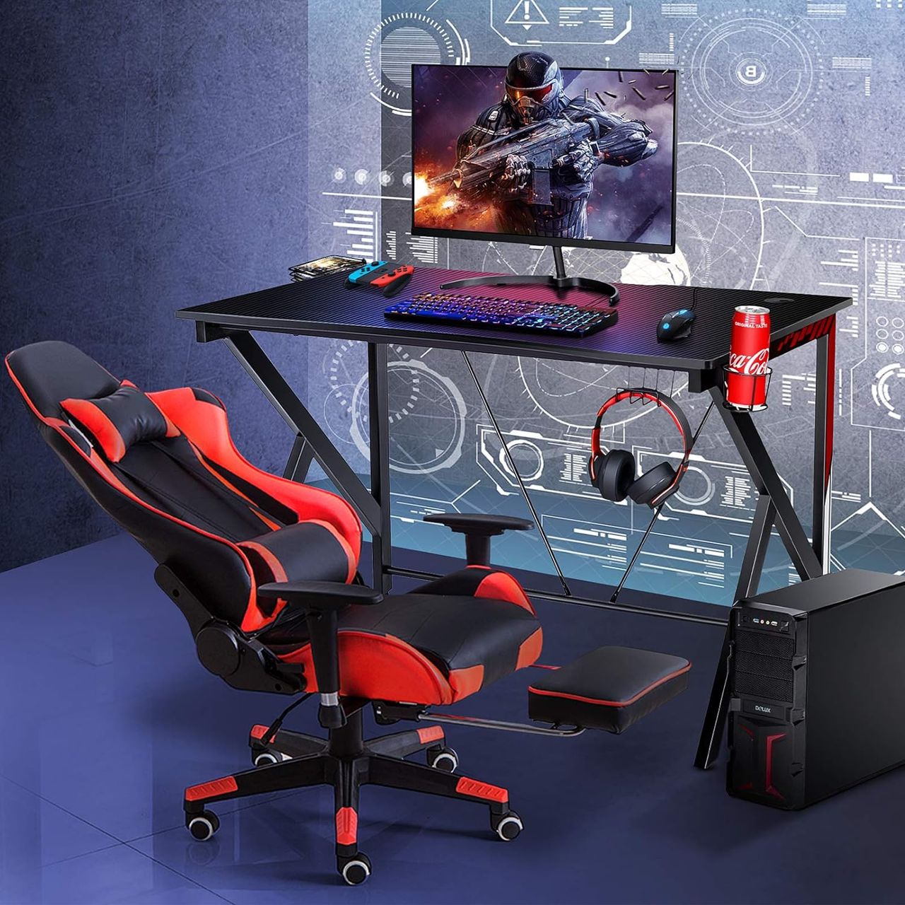 Costway Gaming Tisch K-förmiger