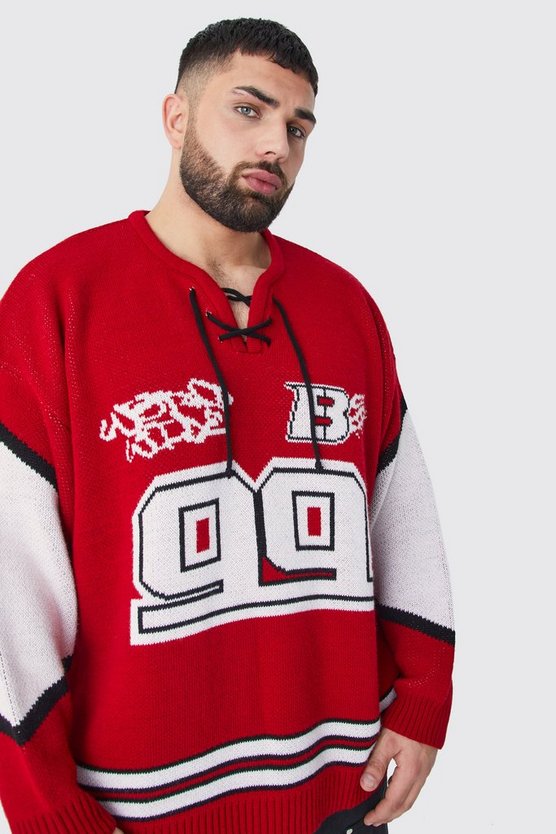Plus Oversized Lace Up Hockey Jumper