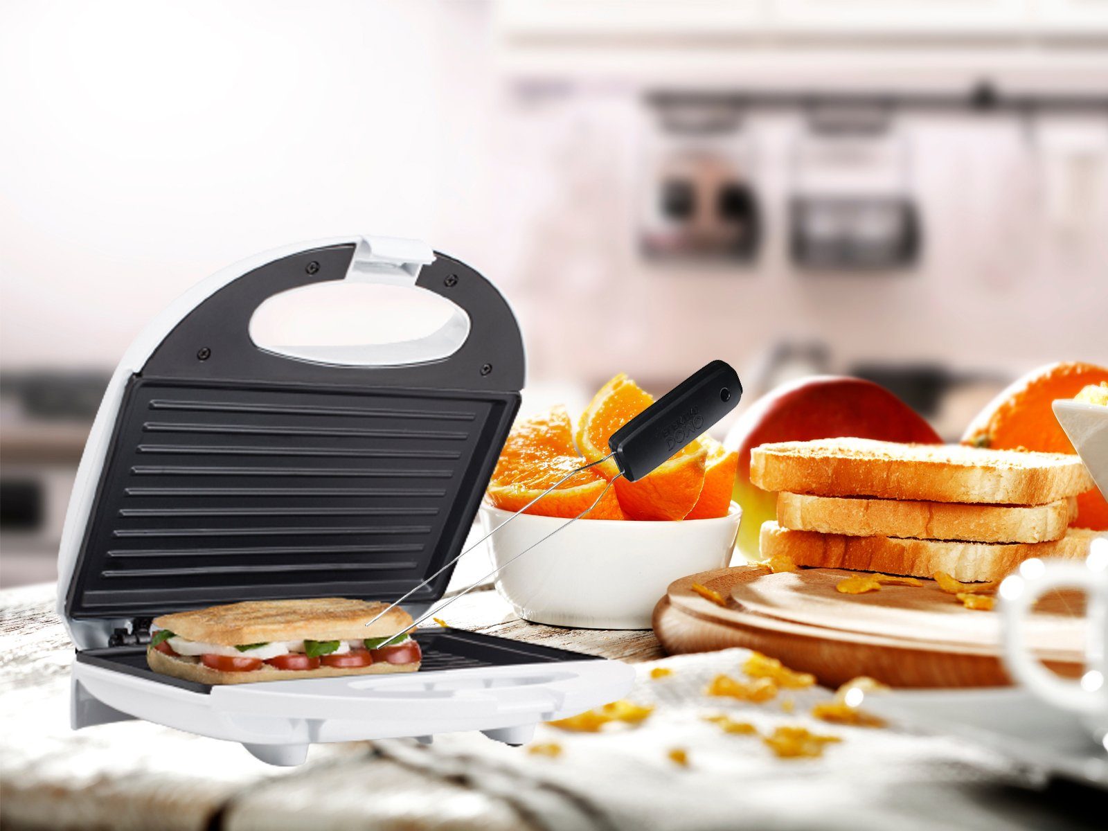 Tristar Sandwichmaker, 750 W, Toaster Snack & Panini-Maker kleiner Low fat Kontaktgrill Indoorgrill