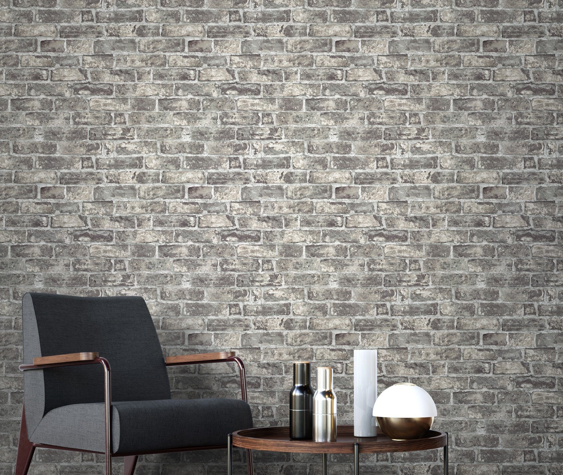 Newroom Vliestapete, Grau Tapete Industrial Stein - Steintapete Steinwand Rustikal Modern Mauer Klinker für Wohnzimmer Schlafzimmer Küche