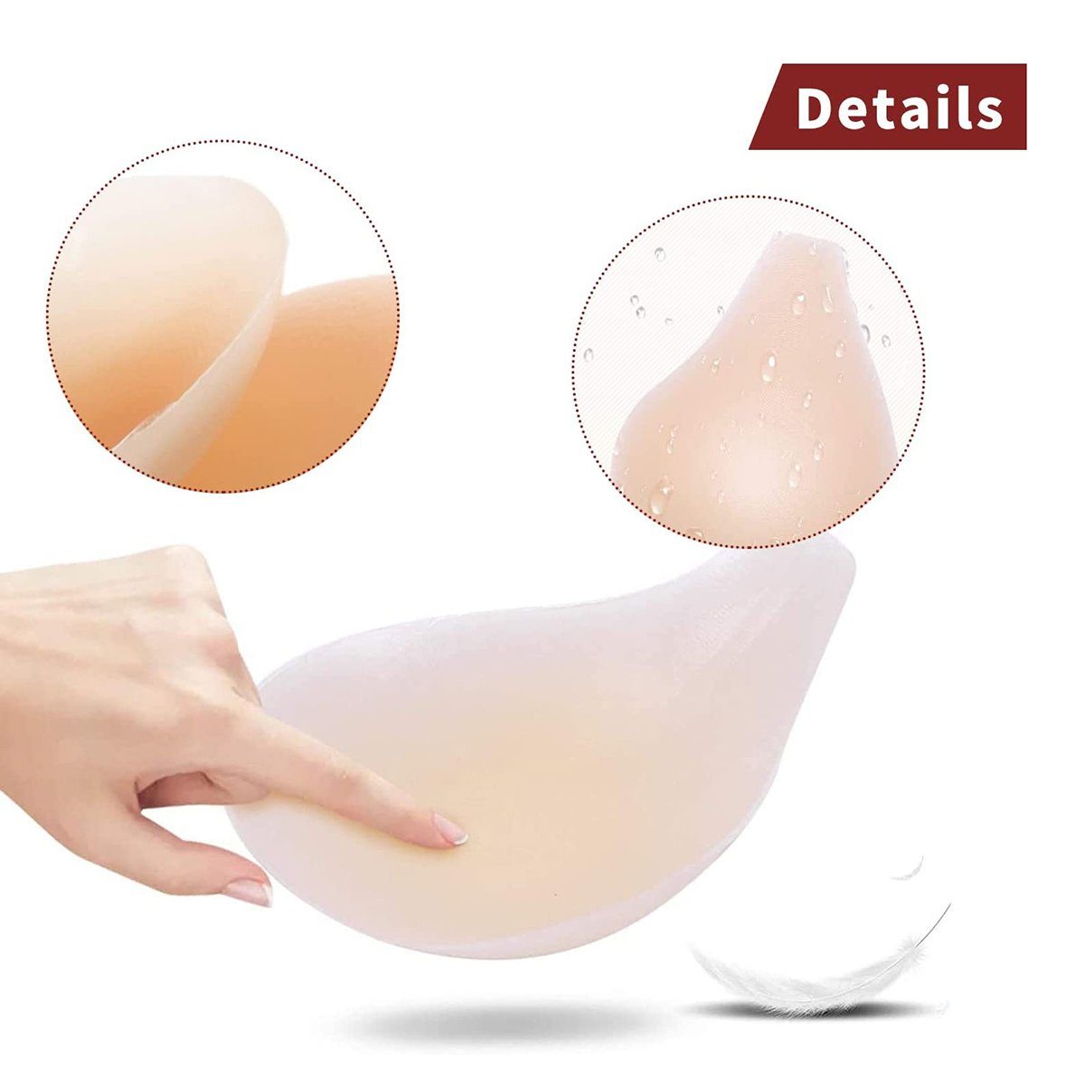 Haiaveng Brustwarzenabdeckung Wiederverwendbare Invisible Bra für Klebe BH, für TräGerloser Silikon Selbstklebender BH passt