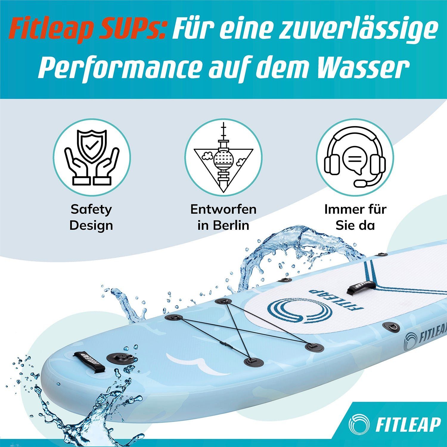 KLAMER SUP-Board Fitleap Premium Stand Up Paddle Board aufblasbar - SUP Board Set mit …