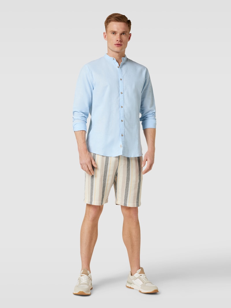 Tailored Fit Freizeithemd mit Stehkragen in bleu