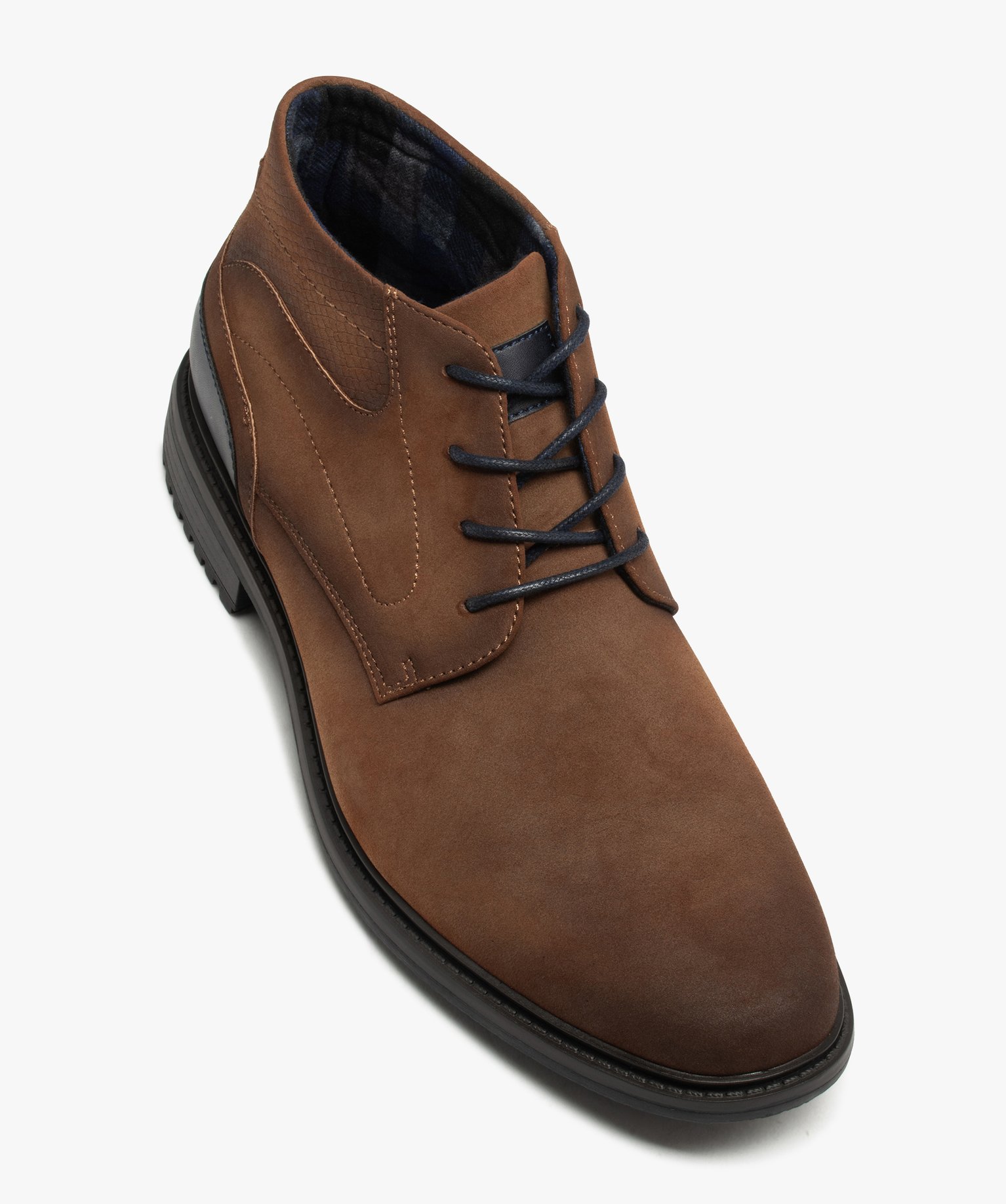 Low-boots avec surpiqres et lacets contrastants homme cognac | GEMO