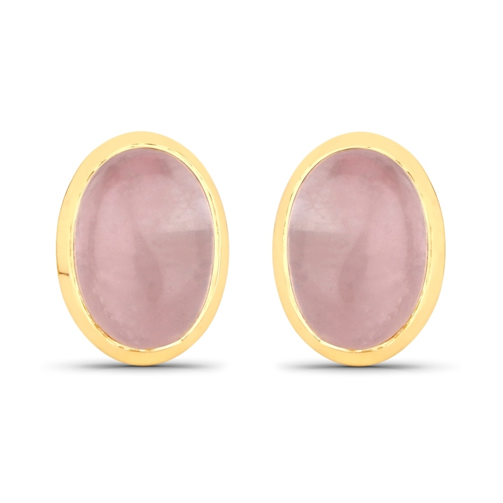 Rafaela Donata Boucles doreilles Argent sterling Quartz rose en Or jaune Bijoux