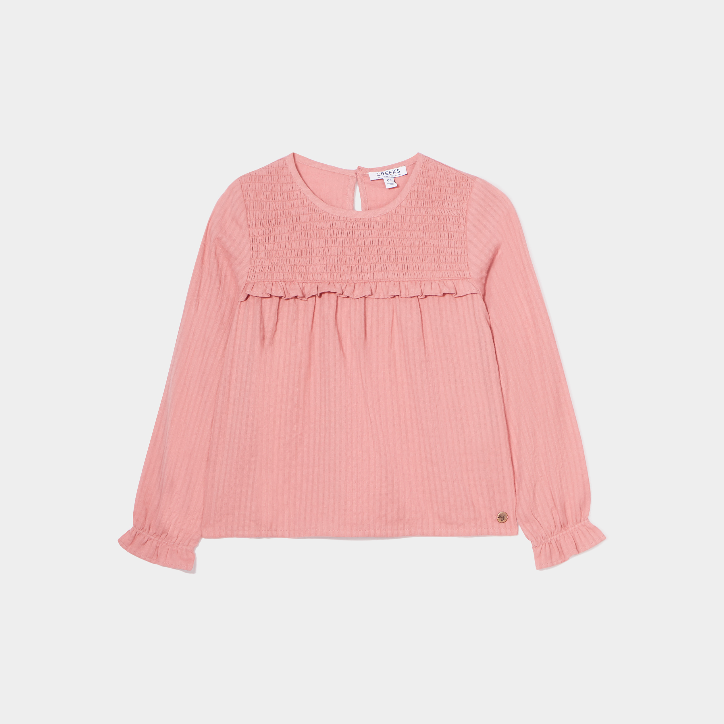 Blouse smockée au col coton Creeks rose fille | La Halle