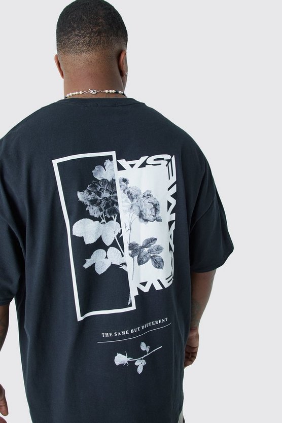 Plus Oversize T-Shirt mit floralem Foto-Print
