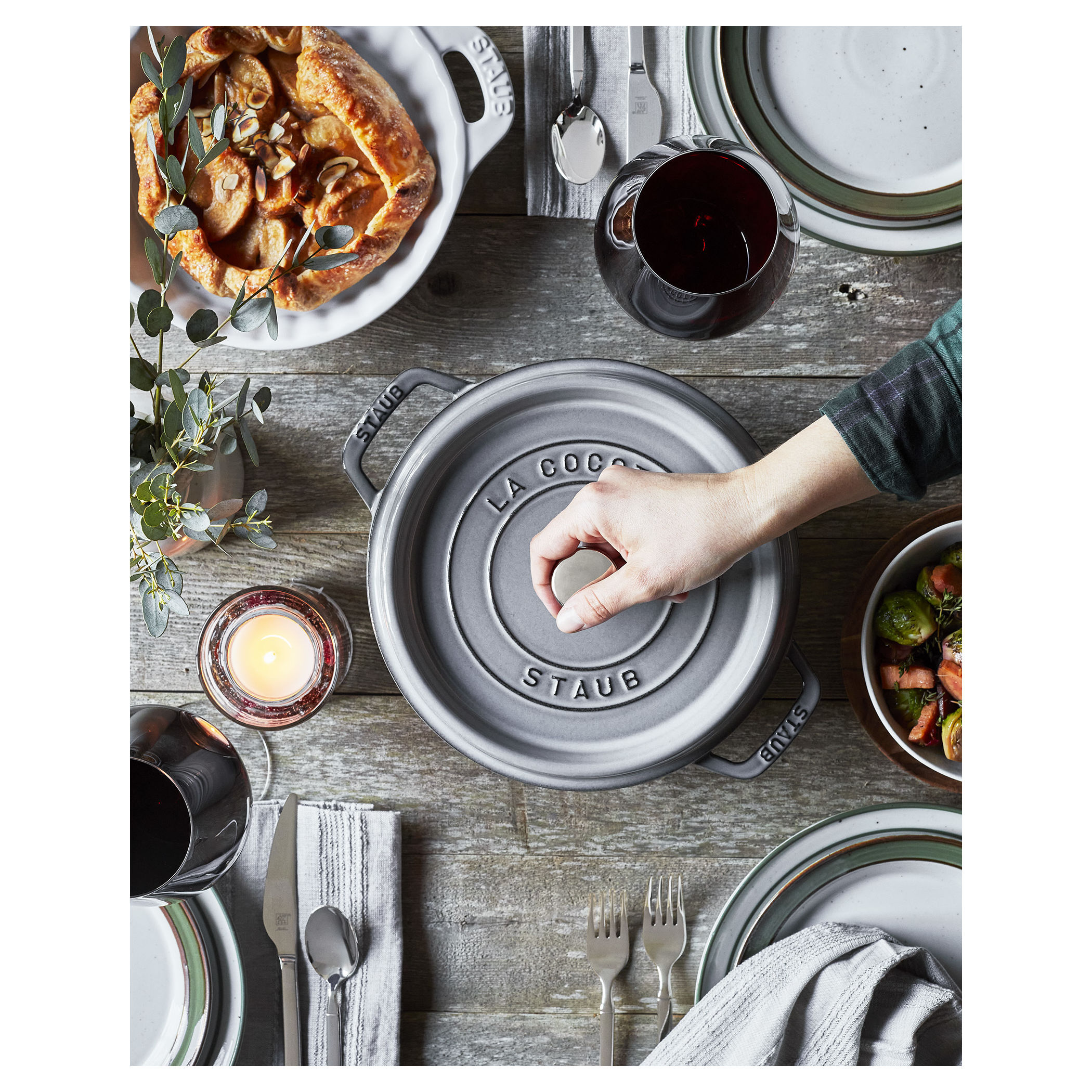 Cocotte 24 cm, rund, Graphit-Grau, Gusseisen