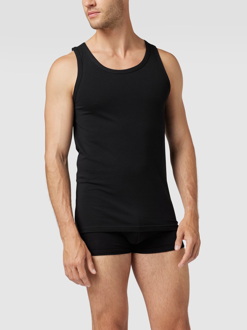 Tanktop mit Label-Print im 2er-Pack in schwarz