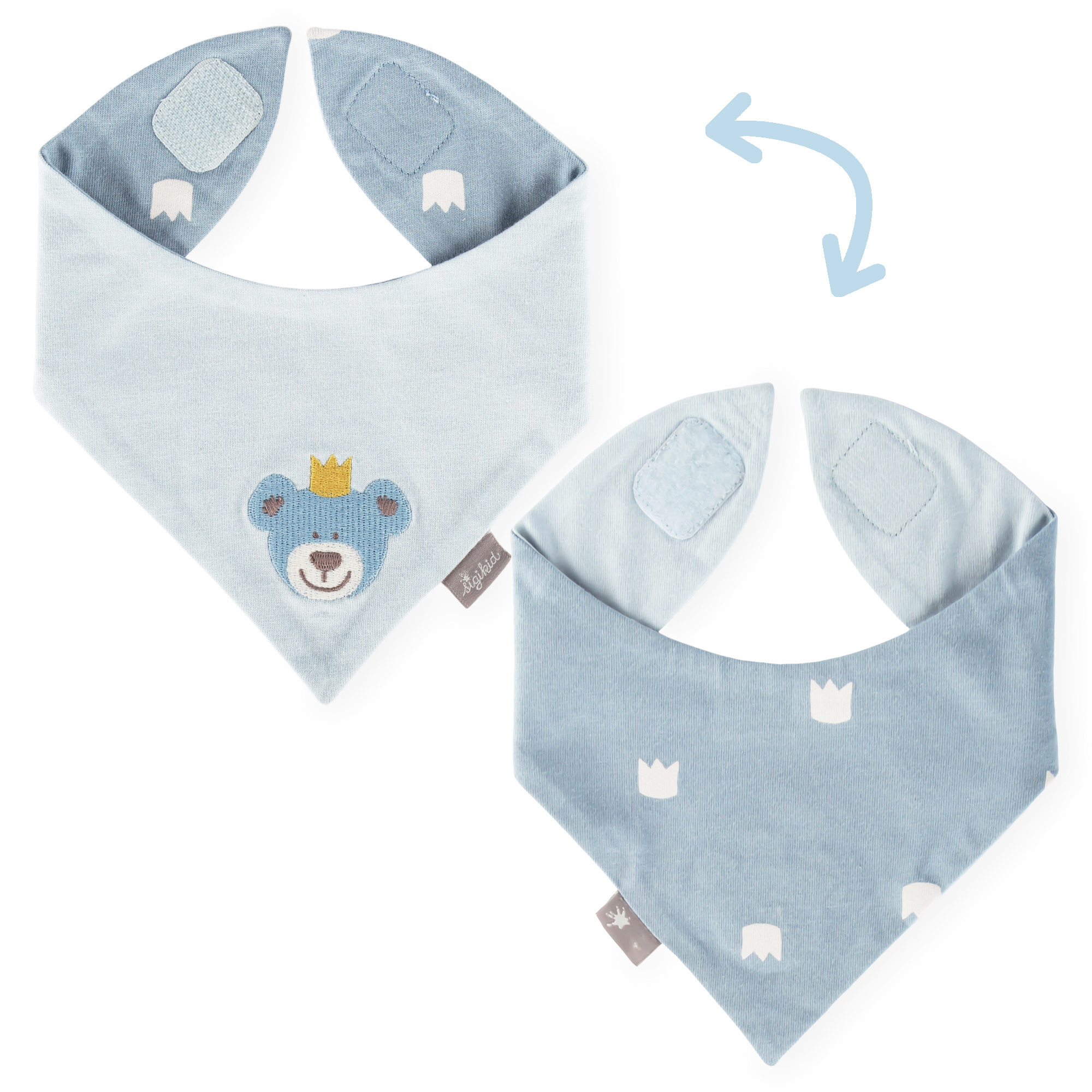 Baby Wendehalstuch Krönchen Bär, blau