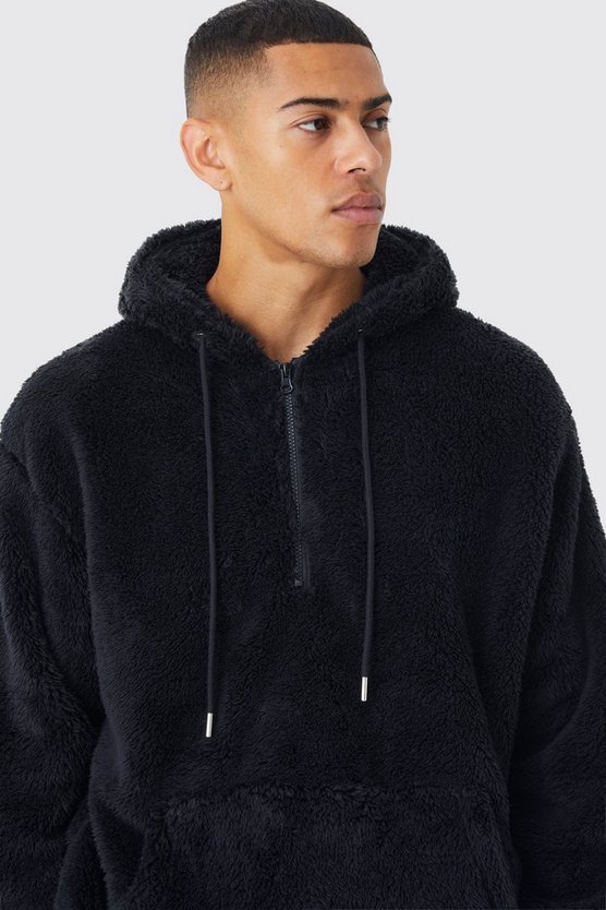 Oversize Borg-Hoodie mit Reißverschluss