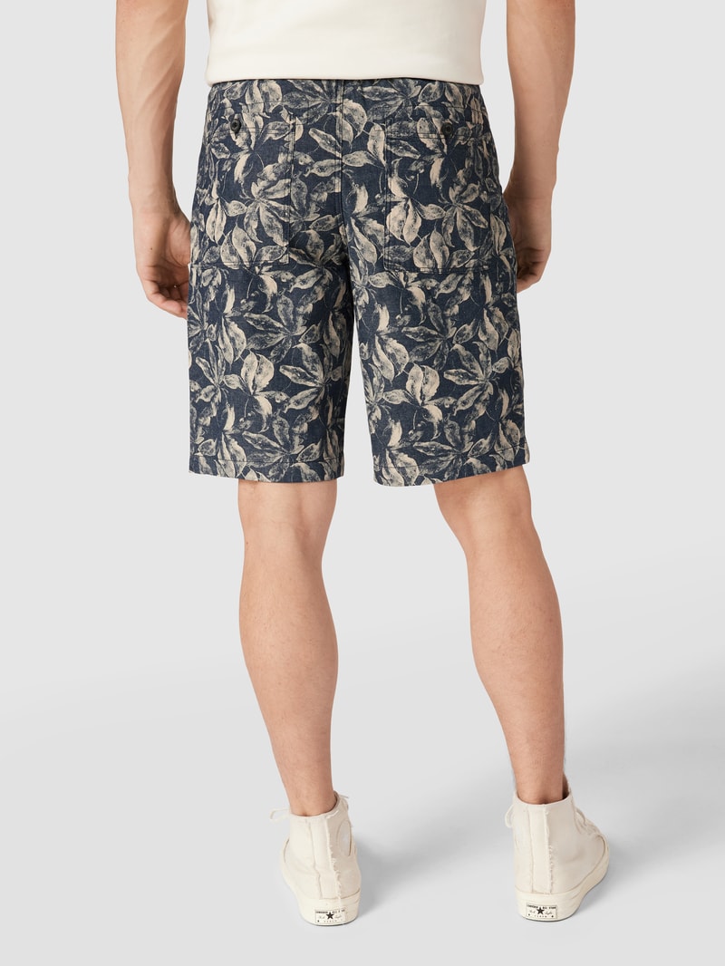 Shorts mit floralem Allover-Muster in marineblau