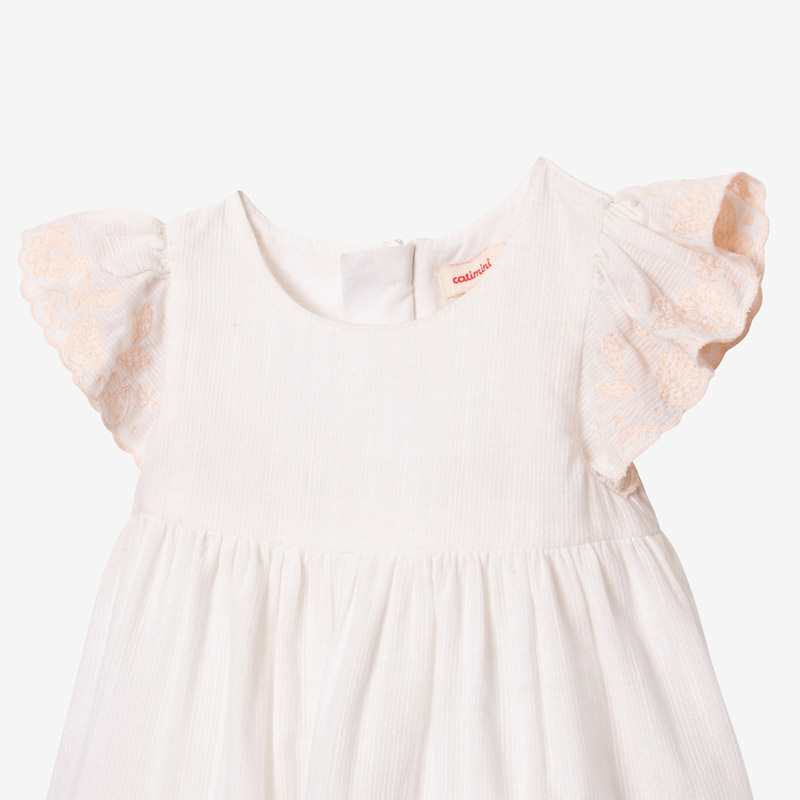 Robe bébé fille manches brodées blanche Catimini