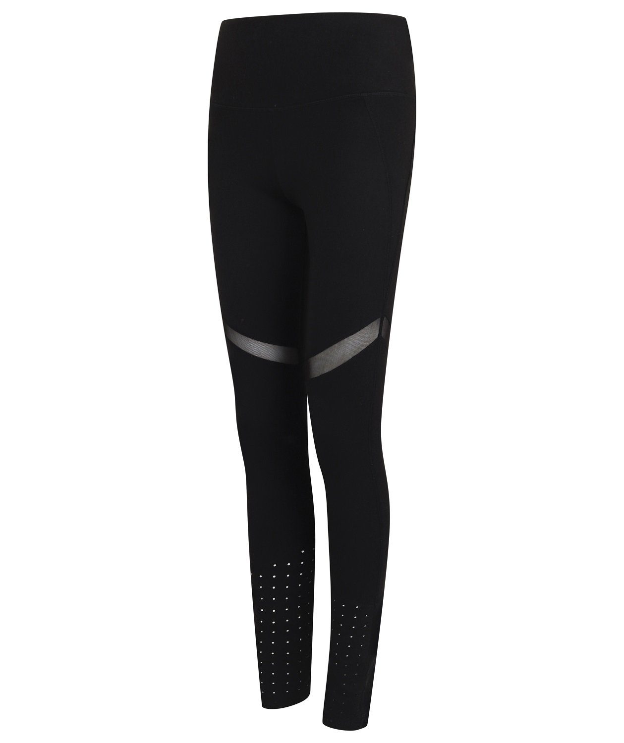 Tombo Leggings Damen Leggings mit Mesh-Streifen vorne u. hinten am Oberschenkel Blickdichtes Stretch-Gewebe, XS bis XXL