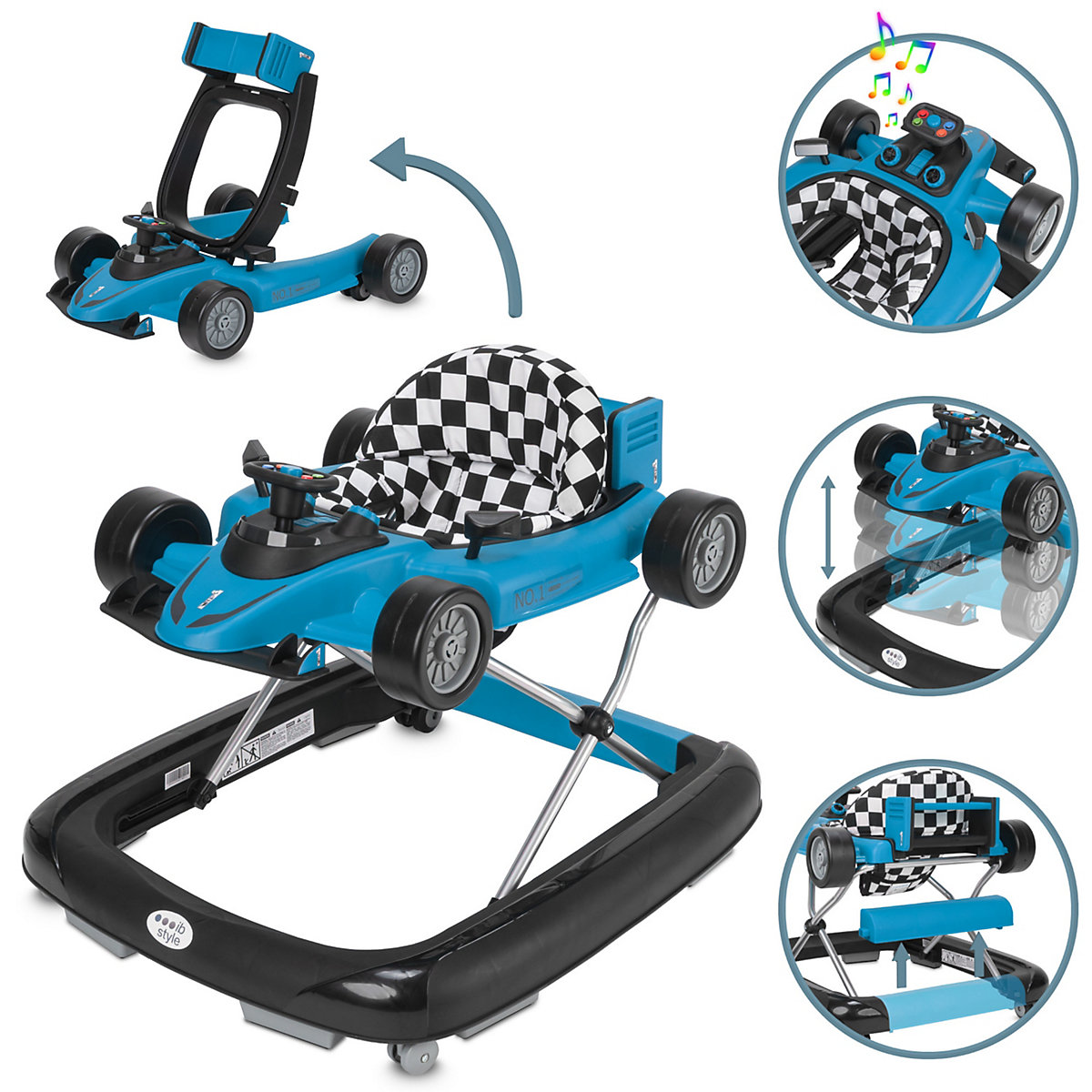 Lauflernhilfe Lauflernwagen Gehfrei 2 in1 mit Sound LITTLE SPEEDSTER 70 x 62 x 40 cm