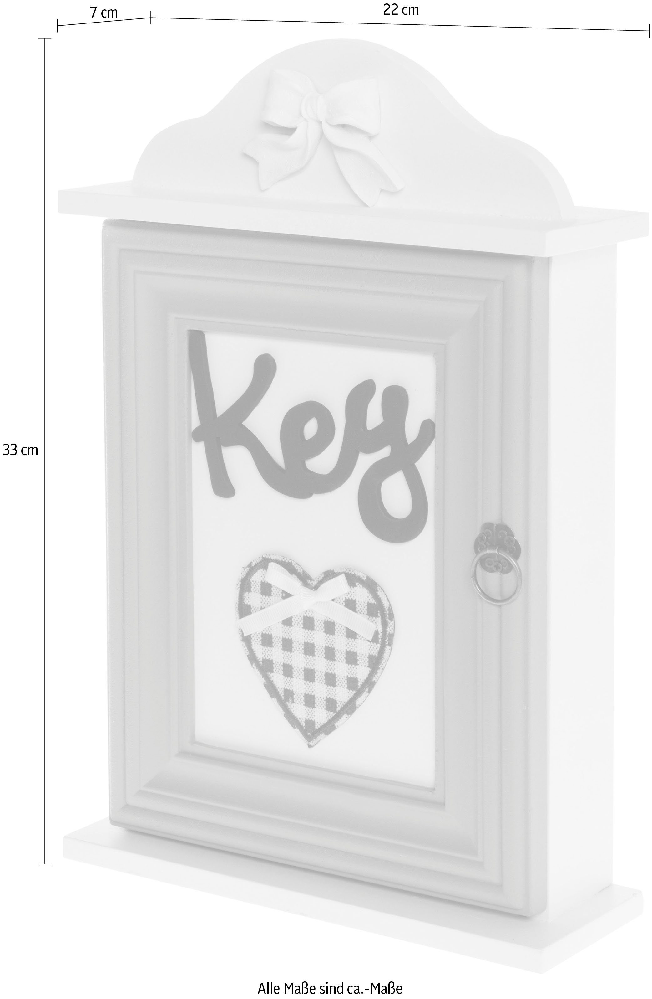 Myflair Möbel & Accessoires Schlüsselkasten Svea, weiß, mit 6 Haken, Shabby Optik