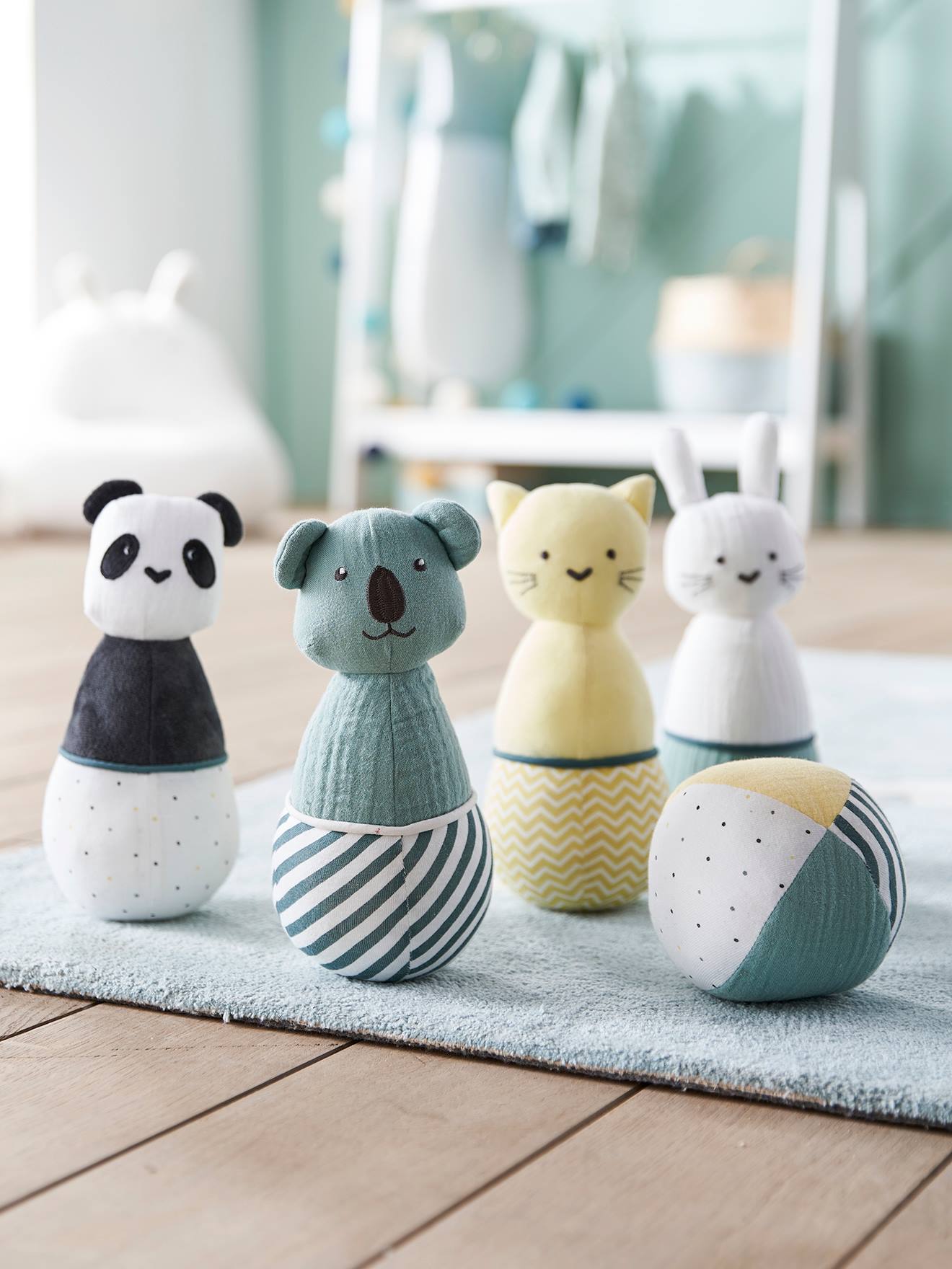 Jeu de quilles en tissu Lapin vert