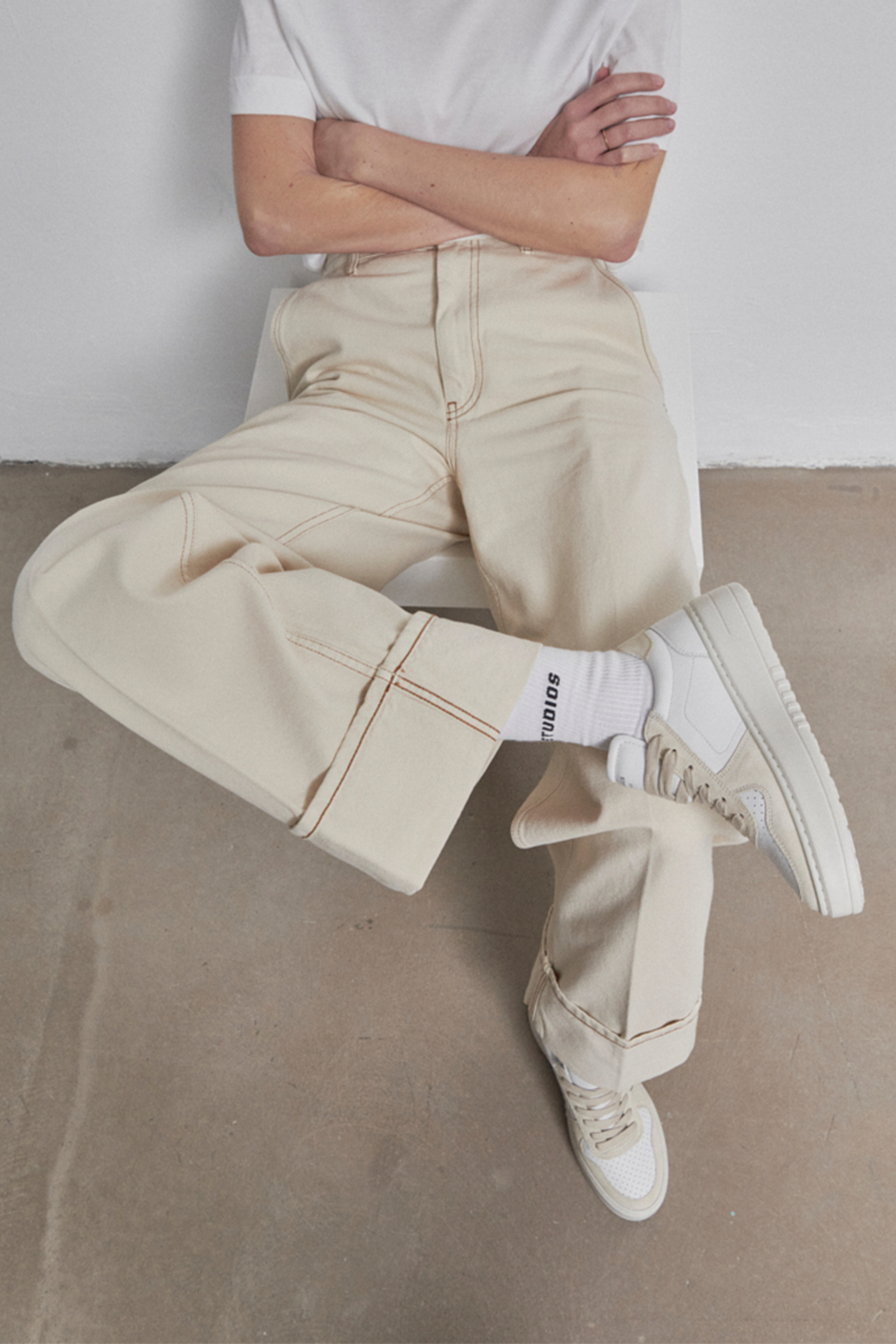 CPH77 leather mix white/cream