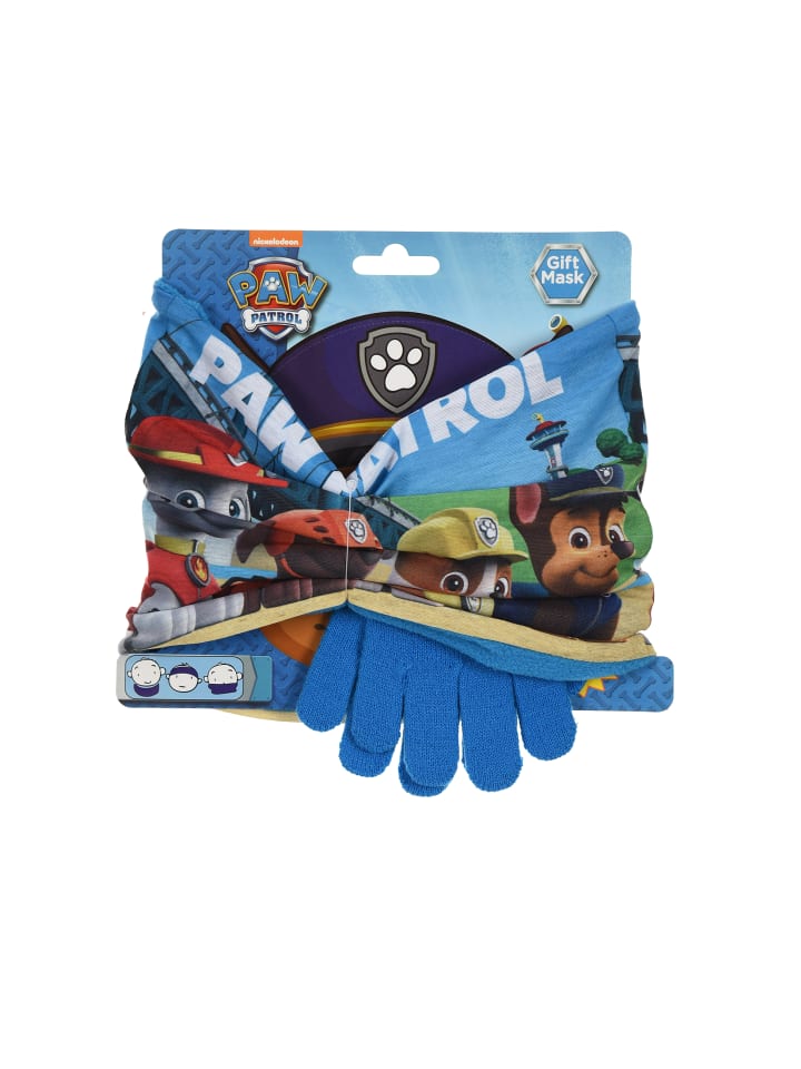 Paw Patrol 2tlg. Set: Schal und Handschuhe Chase Marshall Rubble in Blau günstig kaufen onesize