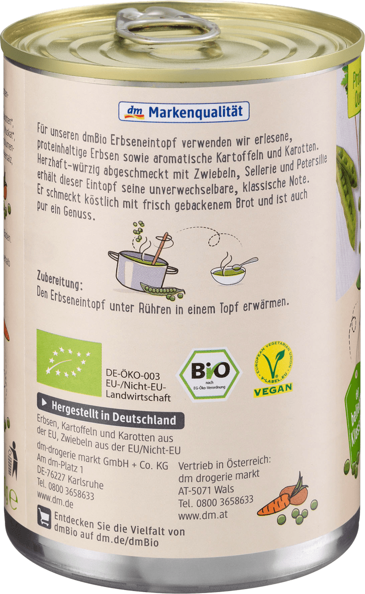 Eintopf, Erbsen mit Gemüse, 400 g
