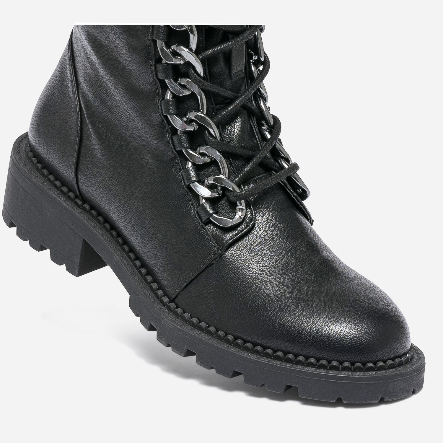 Boots TEXTO noir avec œillets-chaine métal