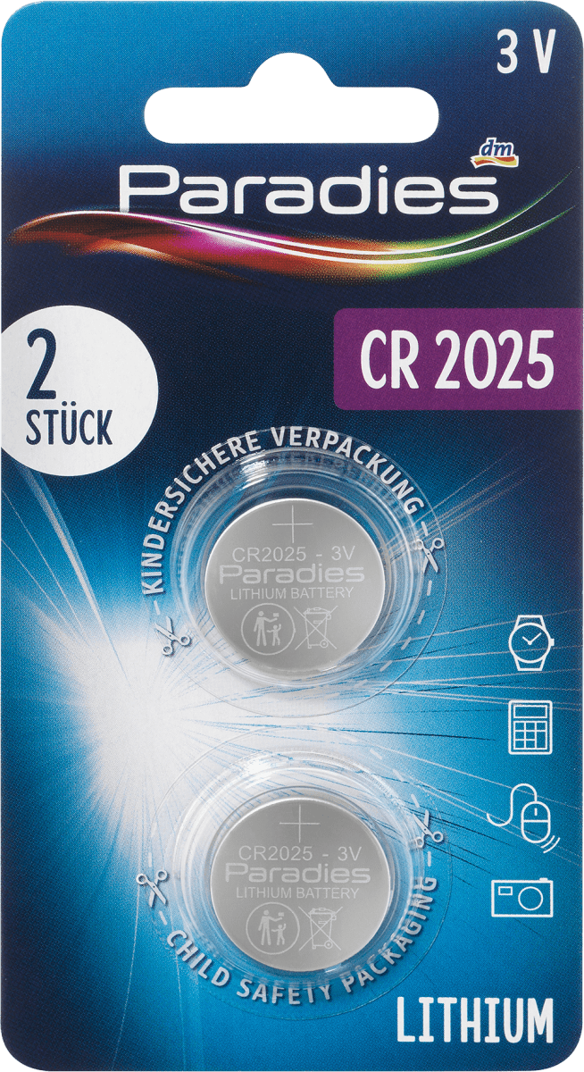 Batterien\tKnopfzelle CR2025, 2 St
