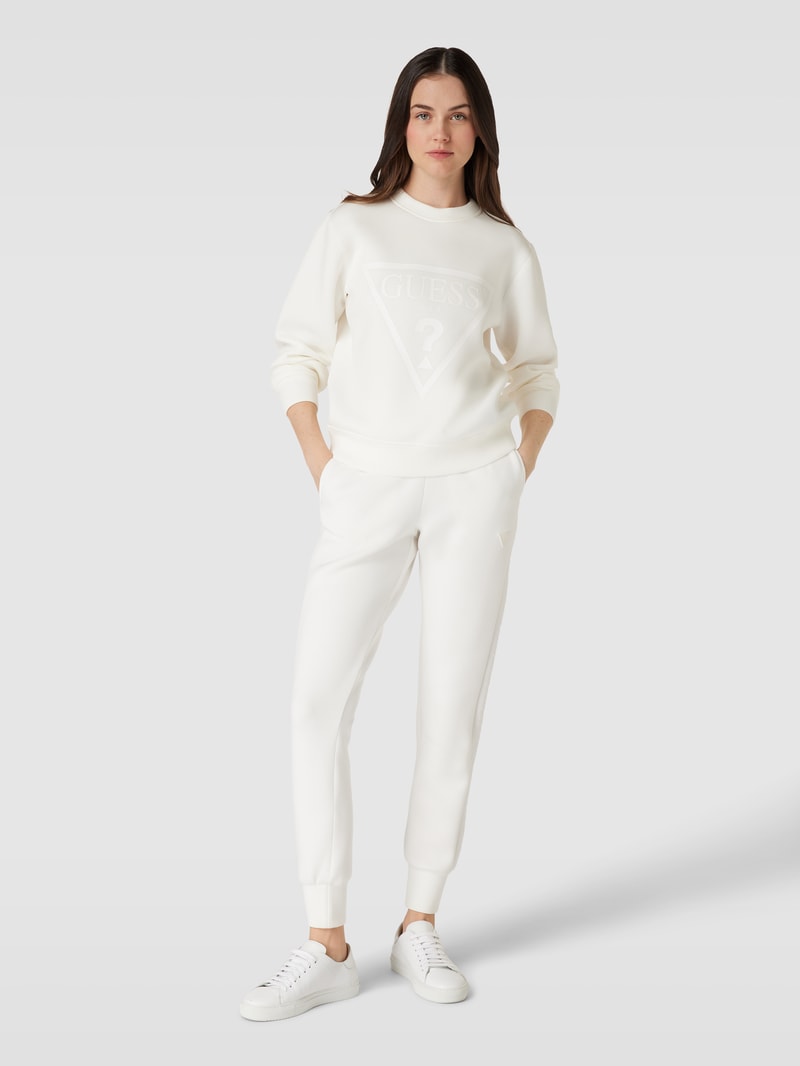 Sweatshirt mit Label-Print Modell 'ELLY' in ecru