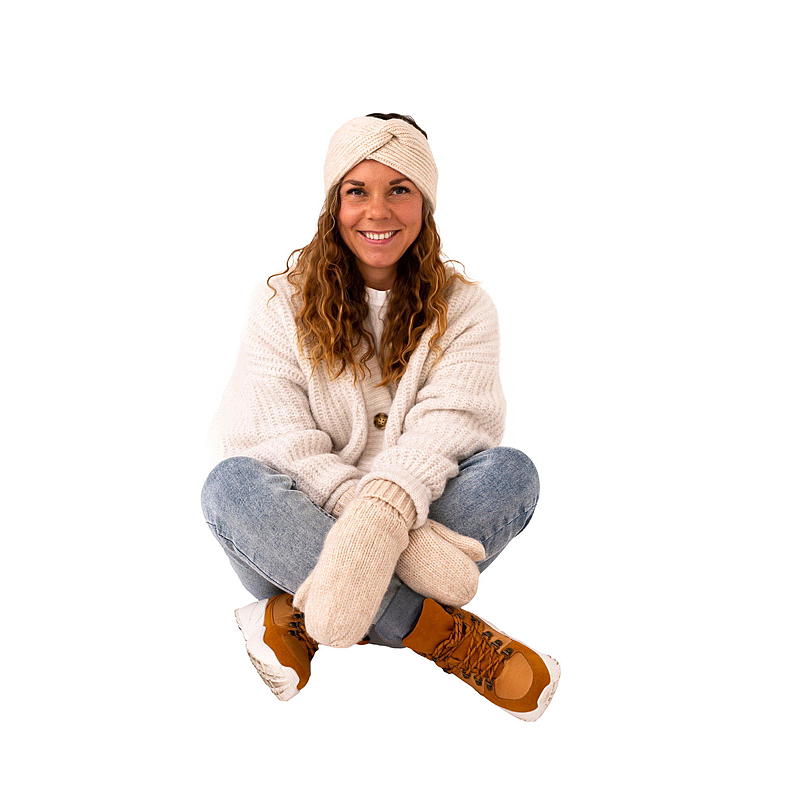 Pannebånd offwhite, mohair-look